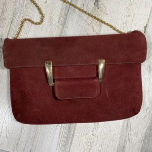Vintage Original by Caprice Women's Crossbody Burgundy Maroon Suede Chain Link